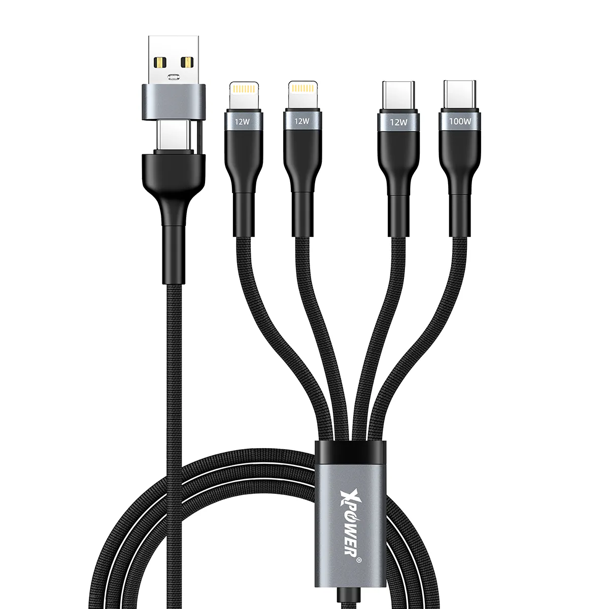 XPower 100W 1.2M 8in1 Aluminium Alloy Sync & Fast Charge Cable XPower 100W 1.2M 8in1 Aluminium Alloy Sync & Fast Charge Cable